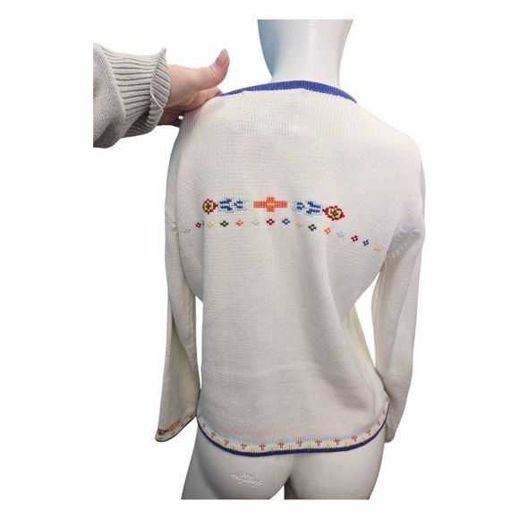SWEATER SWEATER Beaded Native Pattern Knit Cardigan Sweater Womens Size Medium - Picture 4 of 8